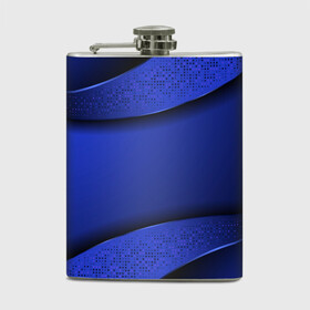 Фляга с принтом 3D BLUE Вечерний синий цвет в Новосибирске, металлический корпус | емкость 0,22 л, размер 125 х 94 мм. Виниловая наклейка запечатывается полностью | 3d | 3д | luxury | versace | vip | абстракция | блеск | блестки | версаче | вип | паттерн | роскошь | соты | текстуры