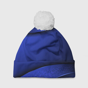 Шапка 3D c помпоном с принтом 3D BLUE Вечерний синий цвет в Новосибирске, 100% полиэстер | универсальный размер, печать по всей поверхности изделия | 3d | 3д | luxury | versace | vip | абстракция | блеск | блестки | версаче | вип | паттерн | роскошь | соты | текстуры