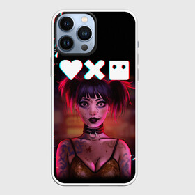 Чехол для iPhone 13 Pro Max с принтом Love, Death and Robots | Lora Glitch (Z) в Новосибирске,  |  | Тематика изображения на принте: death | glitch | lora | love | love death robots | netflix | robots | vedeathrobots | xbot 4000 | глитч | лора | любовь | нетфликс | роботы | сериал | сериалы