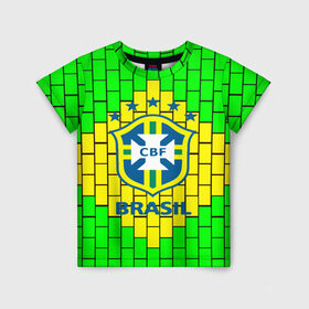 Детская футболка 3D с принтом Сборная Бразилии в Новосибирске, 100% гипоаллергенный полиэфир | прямой крой, круглый вырез горловины, длина до линии бедер, чуть спущенное плечо, ткань немного тянется | brazil | neymar | бразилия | коутиньо | марсело | неймар | роберто карлос | роналдиньо | роналдо | сборная бразилии | спорт | футбол | чемпионат мира
