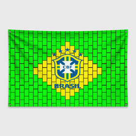 Флаг-баннер с принтом Сборная Бразилии в Новосибирске, 100% полиэстер | размер 67 х 109 см, плотность ткани — 95 г/м2; по краям флага есть четыре люверса для крепления | brazil | neymar | бразилия | коутиньо | марсело | неймар | роберто карлос | роналдиньо | роналдо | сборная бразилии | спорт | футбол | чемпионат мира