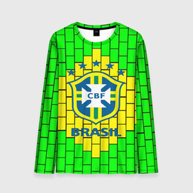 Мужской лонгслив 3D с принтом Сборная Бразилии в Новосибирске, 100% полиэстер | длинные рукава, круглый вырез горловины, полуприлегающий силуэт | brazil | neymar | бразилия | коутиньо | марсело | неймар | роберто карлос | роналдиньо | роналдо | сборная бразилии | спорт | футбол | чемпионат мира