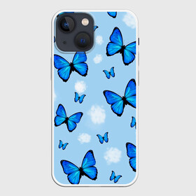 Чехол для iPhone 13 mini с принтом Бабочки с Облаками в Новосибирске,  |  | morgenstern | бабочка | бабочки | морген | моргеншетрн бабочки | моргенштерн | насекомые | нежный | рисунок | роза | сирень | цветочек | цветочный | цветы