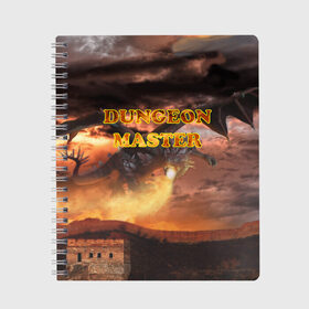 Тетрадь с принтом Dungeon Master в Новосибирске, 100% бумага | 48 листов, плотность листов — 60 г/м2, плотность картонной обложки — 250 г/м2. Листы скреплены сбоку удобной пружинной спиралью. Уголки страниц и обложки скругленные. Цвет линий — светло-серый
 | dd | dnd | dungeon master | dungeons and dragons | мастер подземелий