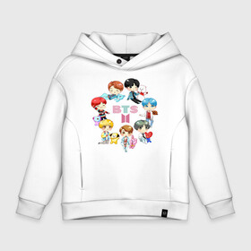 Детское худи Oversize хлопок с принтом BTS Toys BT21 БТС БТ21 в Новосибирске, френч-терри — 70% хлопок, 30% полиэстер. Мягкий теплый начес внутри —100% хлопок | боковые карманы, эластичные манжеты и нижняя кромка, капюшон на магнитной кнопке | Тематика изображения на принте: bangtan | bangtan boys | beyond the scene | bt21 | bts | bts toys | carton | бангтан | бт21 | бтс | группа бтс