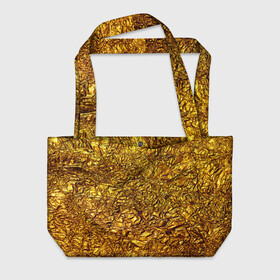 Пляжная сумка 3D с принтом Сусальное золото в Новосибирске, 100% полиэстер | застегивается на металлическую кнопку; внутренний карман застегивается на молнию. Стенки укреплены специальным мягким материалом, чтобы защитить содержимое от несильных ударов
 | gold | золото | золотой | мятая | сусальное | фольга