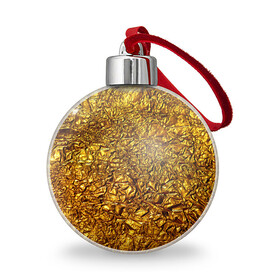 Ёлочный шар с принтом Сусальное золото в Новосибирске, Пластик | Диаметр: 77 мм | Тематика изображения на принте: gold | золото | золотой | мятая | сусальное | фольга