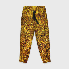 Детские брюки 3D с принтом Сусальное золото в Новосибирске, 100% полиэстер | манжеты по низу, эластичный пояс регулируется шнурком, по бокам два кармана без застежек, внутренняя часть кармана из мелкой сетки | Тематика изображения на принте: gold | золото | золотой | мятая | сусальное | фольга
