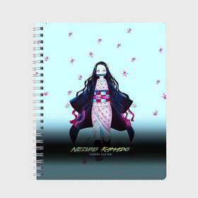 Тетрадь с принтом Nezuko Kamado Demon Slayer в Новосибирске, 100% бумага | 48 листов, плотность листов — 60 г/м2, плотность картонной обложки — 250 г/м2. Листы скреплены сбоку удобной пружинной спиралью. Уголки страниц и обложки скругленные. Цвет линий — светло-серый
 | demon slayer | kamado | kimetsu no yaiba | nezuko | tanjiro | аниме | гию томиока | зеницу агацума | иноске хашибира | камадо | клинок | корзинная девочка | манга | музан кибуцуджи | незуко | рассекающий демонов | танджиро