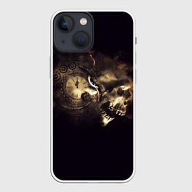 Чехол для iPhone 13 mini с принтом Череп и часовой механизм. в Новосибирске,  |  | skull | башка | голова | кость | череп | черепа | черепушка