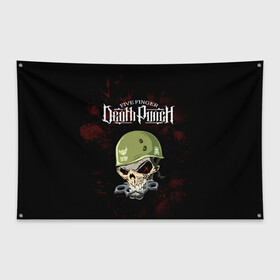 Флаг-баннер с принтом Five Finger Death Punch в Новосибирске, 100% полиэстер | размер 67 х 109 см, плотность ткани — 95 г/м2; по краям флага есть четыре люверса для крепления | 5fdp | alternative | ffdp | five finfer death punch | ghost | groove | hard | ivan moody | rock