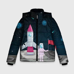 Зимняя куртка для мальчиков 3D с принтом Астронавт покоряет космос в Новосибирске, ткань верха — 100% полиэстер; подклад — 100% полиэстер, утеплитель — 100% полиэстер | длина ниже бедра, удлиненная спинка, воротник стойка и отстегивающийся капюшон. Есть боковые карманы с листочкой на кнопках, утяжки по низу изделия и внутренний карман на молнии. 

Предусмотрены светоотражающий принт на спинке, радужный светоотражающий элемент на пуллере молнии и на резинке для утяжки | astronaut | moon | planets | rocket | shuttle | space | stars | звёзды | космонавт | космос | луна | планеты | ракета | шаттл