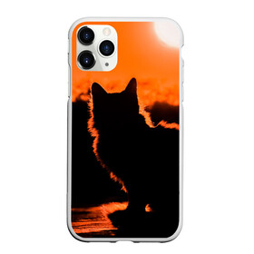 Чехол для iPhone 11 Pro Max матовый с принтом Котенок на фоне заката в Новосибирске, Силикон |  | закат | кот | котенок | кошка | солнце