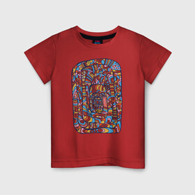 Детская футболка хлопок с принтом Африканская мелодия в Новосибирске, 100% хлопок | круглый вырез горловины, полуприлегающий силуэт, длина до линии бедер | африка | графика | колорит | экзотика | этника