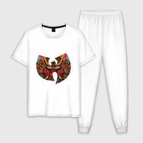 Мужская пижама хлопок с принтом Wu-Tang Dragon в Новосибирске, 100% хлопок | брюки и футболка прямого кроя, без карманов, на брюках мягкая резинка на поясе и по низу штанин
 | black | hiphop | method man | music | new york | nyc | odb | old school | rap | rza | wu tang clan | wutang | ву тэнг | граффити | микрофон | музыка | нью йорк | рэп | рэпер | хипхоп