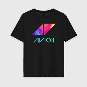 Женская футболка хлопок Oversize с принтом AVICII RAINBOW в Новосибирске, 100% хлопок | свободный крой, круглый ворот, спущенный рукав, длина до линии бедер
 | avicii | beatport | club | dj | edm | electro | eq | house | levels | music | production | radio | techno | top | trance | ависи | авичи | дискотека | звезда | клуб | музыка | музыкант | продюссер | радио | фестиваль | швеция | эквалайзер