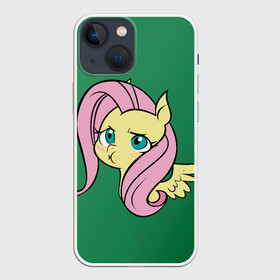 Чехол для iPhone 13 mini с принтом Милая Флаттершайн в Новосибирске,  |  | my little pony | весёлая пинки пай | добрая флаттершайн | дружба это чудо | единорог | единороги | май литл пони | мульт | мультфильм | радуга дэш | селестия | спайк | сумеречная искорка | честная эплджек