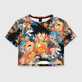 Женская футболка Crop-top 3D с принтом Dragon Ball (главные герои) в Новосибирске, 100% полиэстер | круглая горловина, длина футболки до линии талии, рукава с отворотами | Тематика изображения на принте: anime | dragon ball | dragon ball z | goku | аниме | драконий жемчуг | жемчуг дракона | манга | сайян | сон гоку