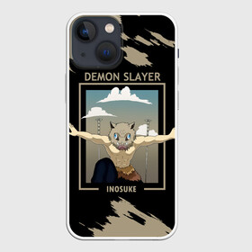 Чехол для iPhone 13 mini с принтом DEMON SLAYER INOSUKE в Новосибирске,  |  | demon slayer | kamado | kimetsu no yaiba | nezuko | tanjiro | аниме | гию томиока | зеницу агацума | иноске хашибира | камадо | клинок | корзинная девочка | манга | музан кибуцуджи | незуко | рассекающий демонов | танджиро