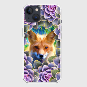 Чехол для iPhone 13 с принтом Лиса среди цветов в Новосибирске,  |  | flower | flowers | fox | лиса | лисичка | цветок | цветы
