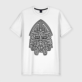 Мужская футболка хлопок Slim с принтом Лик Сварога в Новосибирске, 92% хлопок, 8% лайкра | приталенный силуэт, круглый вырез ворота, длина до линии бедра, короткий рукав | бог | религия | русь | сварог | славянский | язычество