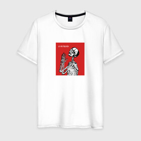 Мужская футболка хлопок с принтом Prayer в Новосибирске, 100% хлопок | прямой крой, круглый вырез горловины, длина до линии бедер, слегка спущенное плечо. | skull | молитва | монстр.череп | скелет | тату