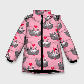 Зимняя куртка для девочек 3D с принтом Пиксельные котики в Новосибирске, ткань верха — 100% полиэстер; подклад — 100% полиэстер, утеплитель — 100% полиэстер. | длина ниже бедра, удлиненная спинка, воротник стойка и отстегивающийся капюшон. Есть боковые карманы с листочкой на кнопках, утяжки по низу изделия и внутренний карман на молнии. 

Предусмотрены светоотражающий принт на спинке, радужный светоотражающий элемент на пуллере молнии и на резинке для утяжки. | Тематика изображения на принте: cat | cats | kitten | глаза | глазки | девочкам | кот | котёнок | котик | котики | котэ | котята | кошак | кошка | кошки | красивая | милая | прикольная | светлая | темная | черная