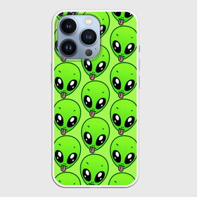 Чехол для iPhone 13 Pro с принтом Инопланетяне в Новосибирске,  |  | детская | зелёный человек | инопланетяне | инопланетянин | кислотно зеленая | летняя | лето | нло | пришелец | пришельцы | солнце | язык