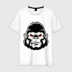 Мужская футболка хлопок с принтом Bad Monkey в Новосибирске, 100% хлопок | прямой крой, круглый вырез горловины, длина до линии бедер, слегка спущенное плечо. | animal | beast | gorilla | monkey | горилла | животные | зверь | конг | обезьяна | природа | хищник