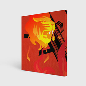 Холст квадратный с принтом Огненный лев в Новосибирске, 100% ПВХ |  | Тематика изображения на принте: красный | лев | линии | огненный | огонь | пламя | рисунки