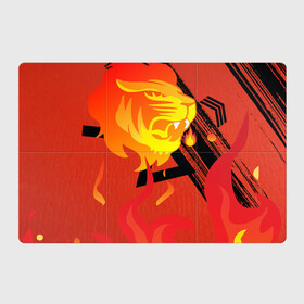 Магнитный плакат 3Х2 с принтом Огненный лев в Новосибирске, Полимерный материал с магнитным слоем | 6 деталей размером 9*9 см | Тематика изображения на принте: красный | лев | линии | огненный | огонь | пламя | рисунки