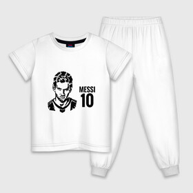 Детская пижама хлопок с принтом Messi 10 в Новосибирске, 100% хлопок |  брюки и футболка прямого кроя, без карманов, на брюках мягкая резинка на поясе и по низу штанин
 | argentina | barca | barcelona | football | lionel | messi | spain | sport | аргентина | барса | барселона | гол | золотой мяч | игрок | испания | камп ноу | лионель | месси | мяч | спорт | тренер | футбол | чемпион | чемпионат