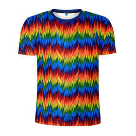 Мужская футболка 3D спортивная с принтом РАДУЖНАЯ КИСЛОТА в Новосибирске, 100% полиэстер с улучшенными характеристиками | приталенный силуэт, круглая горловина, широкие плечи, сужается к линии бедра | Тематика изображения на принте: acid | hippy | neon | rainbow | rasta | едкий | кислотный | летний | неоновый | радиоактивный | раста | солнечный | спектры | тепловизор | теплый | хиппи | яркий