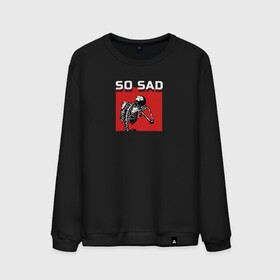 Мужской свитшот хлопок с принтом So Sad в Новосибирске, 100% хлопок |  | Тематика изображения на принте: sad | грусть | настроение | печаль | плачь | скелет | череп