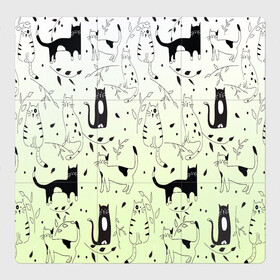Магнитный плакат 3Х3 с принтом узор простые рисунки котов в Новосибирске, Полимерный материал с магнитным слоем | 9 деталей размером 9*9 см | Тематика изображения на принте: ветеринару | градиент | коты | котята | кошатнику | кошки | любителю кошек | мило | минимализм | мяу | примитив | рисованные котики | рисунок