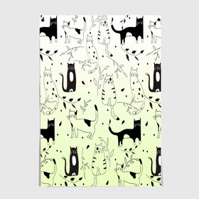 Постер с принтом узор простые рисунки котов в Новосибирске, 100% бумага
 | бумага, плотность 150 мг. Матовая, но за счет высокого коэффициента гладкости имеет небольшой блеск и дает на свету блики, но в отличии от глянцевой бумаги не покрыта лаком | Тематика изображения на принте: ветеринару | градиент | коты | котята | кошатнику | кошки | любителю кошек | мило | минимализм | мяу | примитив | рисованные котики | рисунок