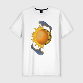 Мужская футболка хлопок Slim с принтом Киты в Новосибирске, 92% хлопок, 8% лайкра | приталенный силуэт, круглый вырез ворота, длина до линии бедра, короткий рукав | fly | дуализм | космос | медитация | полет | фантазия