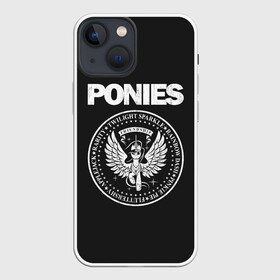 Чехол для iPhone 13 mini с принтом Pony x Ramones в Новосибирске,  |  | Тематика изображения на принте: my little pony | ramones | дружба это чудо | единорог | единороги | май литл пони | мульт | мультфильм | рамонс | рок