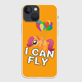 Чехол для iPhone 13 mini с принтом Я могу летать в Новосибирске,  |  | Тематика изображения на принте: my little pony | дружба это чудо | единорог | единороги | май литл пони | мульт | мультфильм | радуга