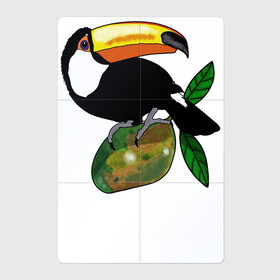 Магнитный плакат 2Х3 с принтом Тукан и манго в Новосибирске, Полимерный материал с магнитным слоем | 6 деталей размером 9*9 см | Тематика изображения на принте: bird | exotic | fruit | summer | tropical | аргентина | джунгли | еда | животные | звери | крылья | лето | листья | манго | мексика | острова | отпуск | пернатые | природа | птенец | птица | птичка | растения | тропические