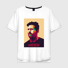 Мужская футболка хлопок Oversize с принтом Messi - Barcelona в Новосибирске, 100% хлопок | свободный крой, круглый ворот, “спинка” длиннее передней части | argentina | barca | barcelona | football | lionel | messi | spain | sport | аргентина | барса | барселона | гол | золотой мяч | игрок | испания | камп ноу | лионель | месси | мяч | спорт | тренер | футбол | чемпион | чемпионат