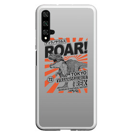 Чехол для Honor 20 с принтом ROAR Tokyo T-rex в Новосибирске, Силикон | Область печати: задняя сторона чехла, без боковых панелей | Тематика изображения на принте: dino | rex | roar | t rex | дино | динозавр | динозавры