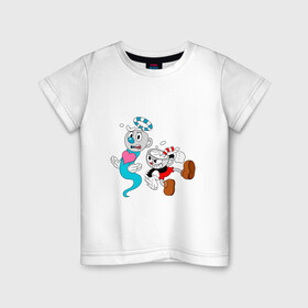 Детская футболка хлопок с принтом CUP HEAD в Новосибирске, 100% хлопок | круглый вырез горловины, полуприлегающий силуэт, длина до линии бедер | cup | cuphead | cuphead art | cuphead game | cuphead logo | game | head | голова | игра | капхед | капхед арт | капхед логотип | капхед персонажи | чашка