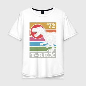 Мужская футболка хлопок Oversize с принтом T-rex Dino 72 в Новосибирске, 100% хлопок | свободный крой, круглый ворот, “спинка” длиннее передней части | Тематика изображения на принте: dino | rex | roar | t rex | дино | динозавр | динозавры