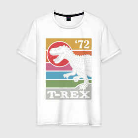 Мужская футболка хлопок с принтом T-rex Dino 72 в Новосибирске, 100% хлопок | прямой крой, круглый вырез горловины, длина до линии бедер, слегка спущенное плечо. | dino | rex | roar | t rex | дино | динозавр | динозавры