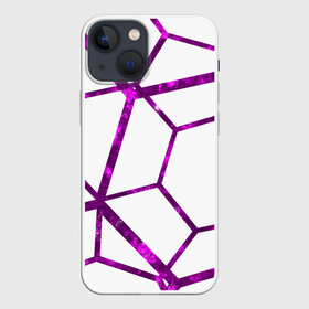 Чехол для iPhone 13 mini с принтом Hexagon в Новосибирске,  |  | hexagon | lines | purple | violet | линии | фиолетовый многоугольник | шестиугольник