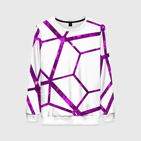 Женский свитшот 3D с принтом Hexagon в Новосибирске, 100% полиэстер с мягким внутренним слоем | круглый вырез горловины, мягкая резинка на манжетах и поясе, свободная посадка по фигуре | hexagon | lines | purple | violet | линии | фиолетовый многоугольник | шестиугольник