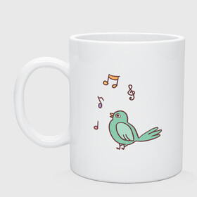 Кружка керамическая с принтом птичка зеленая поет в Новосибирске, керамика | объем — 330 мл, диаметр — 80 мм. Принт наносится на бока кружки, можно сделать два разных изображения | весна | зеленый птенчик | мелодия | музыка | ноты | оратор | певец | певица | пение | песня | птенец | птица | птичка | птичужка | радость | рисунок | чив | чирик