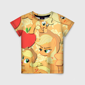 Детская футболка 3D с принтом Applejack pattern в Новосибирске, 100% гипоаллергенный полиэфир | прямой крой, круглый вырез горловины, длина до линии бедер, чуть спущенное плечо, ткань немного тянется | my little pony | дружба это чудо | единорог | единороги | май литл пони | мульт | мультфильм