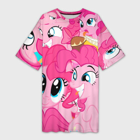 Платье-футболка 3D с принтом Pinkie Pie pattern в Новосибирске,  |  | my little pony | дружба это чудо | единорог | единороги | май литл пони | мульт | мультфильм